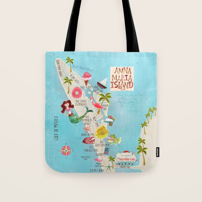 Anna Maria Island Map Tote Bag Gallery Image 1