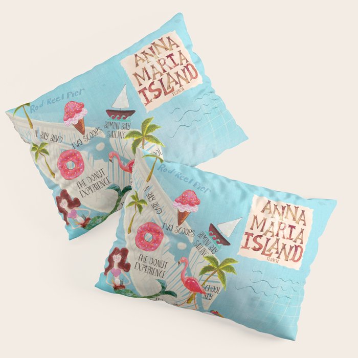 Anna Maria Island Map Pillow Sham Gallery Image 1