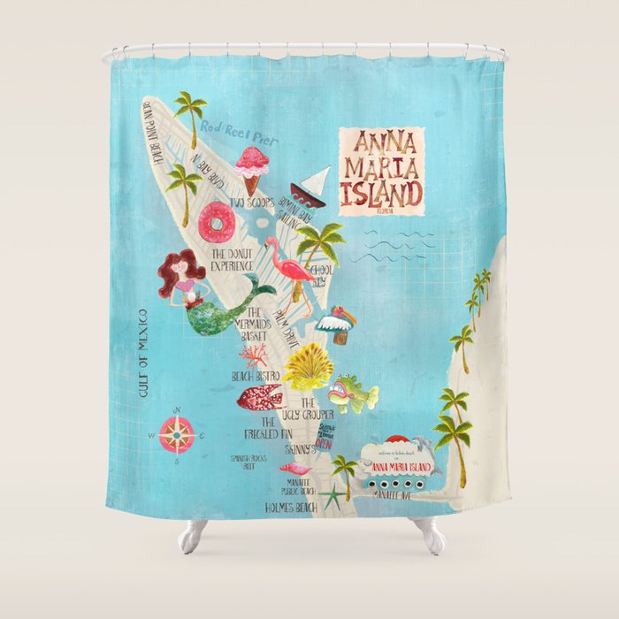 Anna Maria Island Map Shower Curtain Gallery Image 1