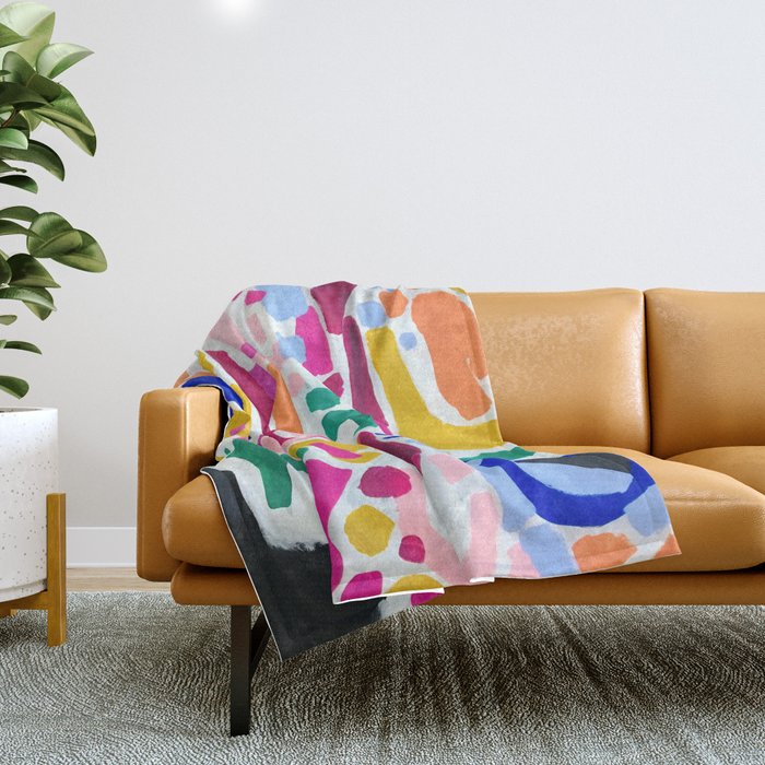 Candy In The Milky Way Galaxy 2 Original Painting by Ejaaz Haniff Acrylic Painting Abstract Art Shapes Pattern Fun Colorful Shapes Throw Blanket Gallery Image 1