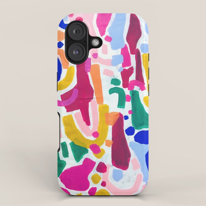 Candy In The Milky Way Galaxy 2 Original Painting by Ejaaz Haniff Acrylic Painting Abstract Art Shapes Pattern Fun Colorful Shapes iPhone Case Gallery Image 1