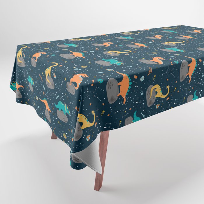 Dinosaurs Floating on an Asteroid Tablecloth Gallery Image 1