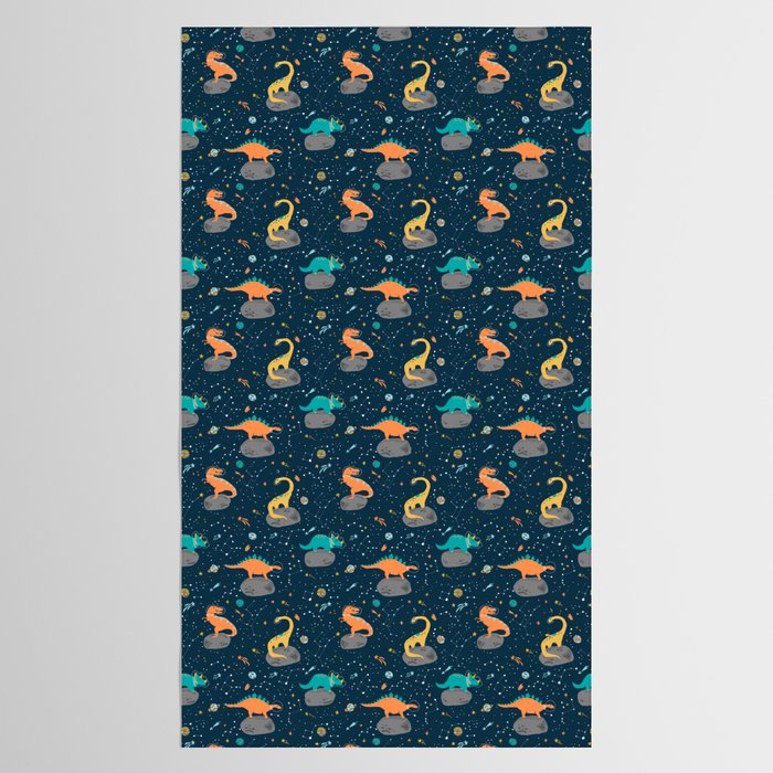 Dinosaurs Floating on an Asteroid Tablecloth Gallery Image 2