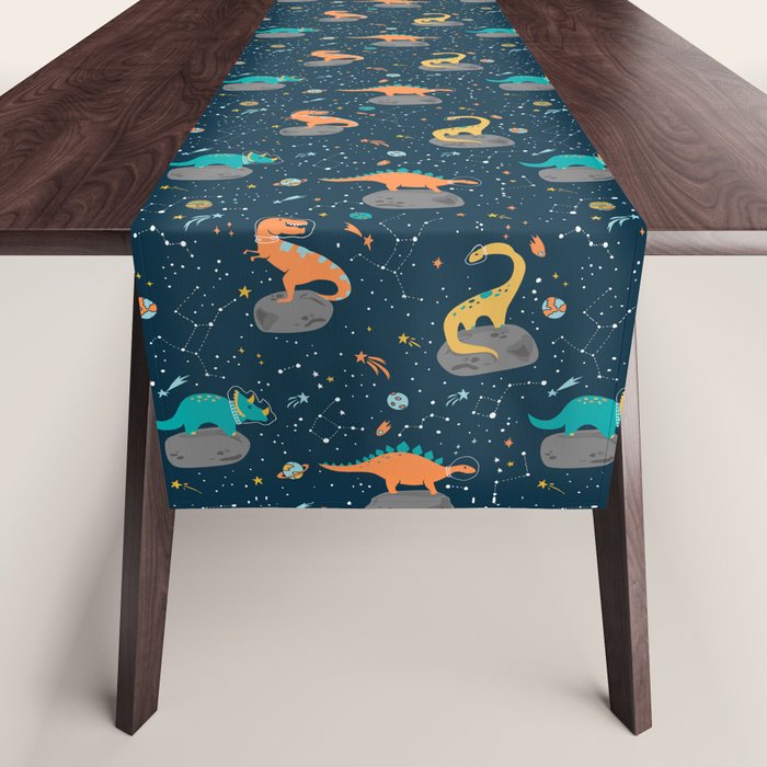 Dinosaurs Floating on an Asteroid Table Runner Gallery Image 1