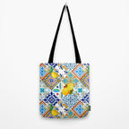 Tiles,mosaic,azulejo,quilt,Portuguese,majolica,lemons,citrus. Tote Bag Gallery Image 2