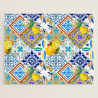 Tiles,mosaic,azulejo,quilt,Portuguese,majolica,lemons,citrus. Jigsaw Puzzle Gallery Image 1
