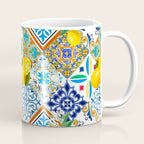 Tiles,mosaic,azulejo,quilt,Portuguese,majolica,lemons,citrus. Coffee Mug Gallery Image 1