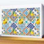 Tiles,mosaic,azulejo,quilt,Portuguese,majolica,lemons,citrus. Wall Mural Gallery Image 2