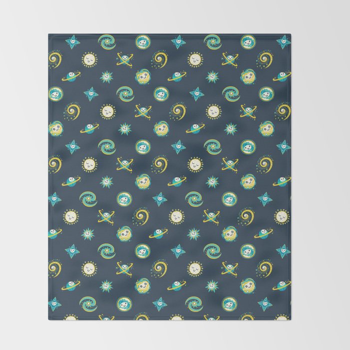 Pastel space pattern - dark Throw Blanket Gallery Image 2