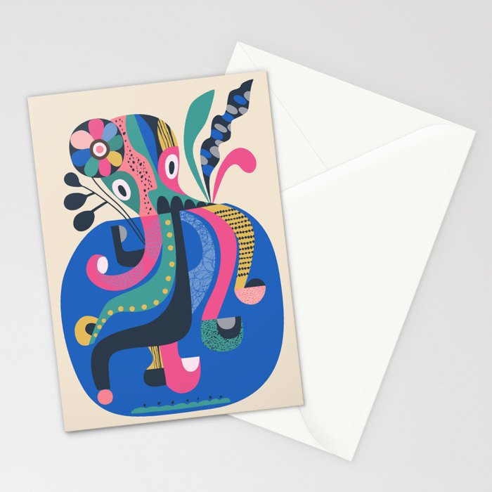 Mid Century Octopus Stationery Card Gallery Image 2