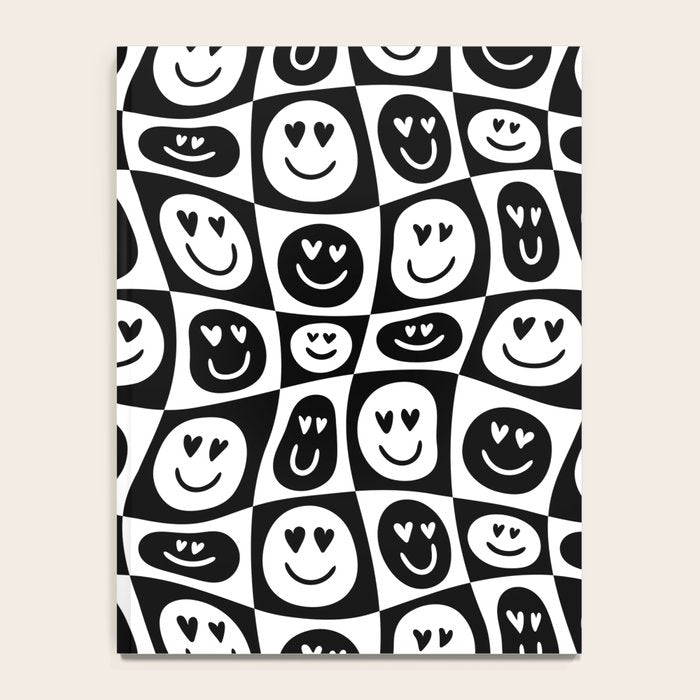 Black and white checkered love face pattern Notebook Gallery Image 4