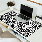 Black and white checkered love face pattern Desk Mat Gallery Image 2