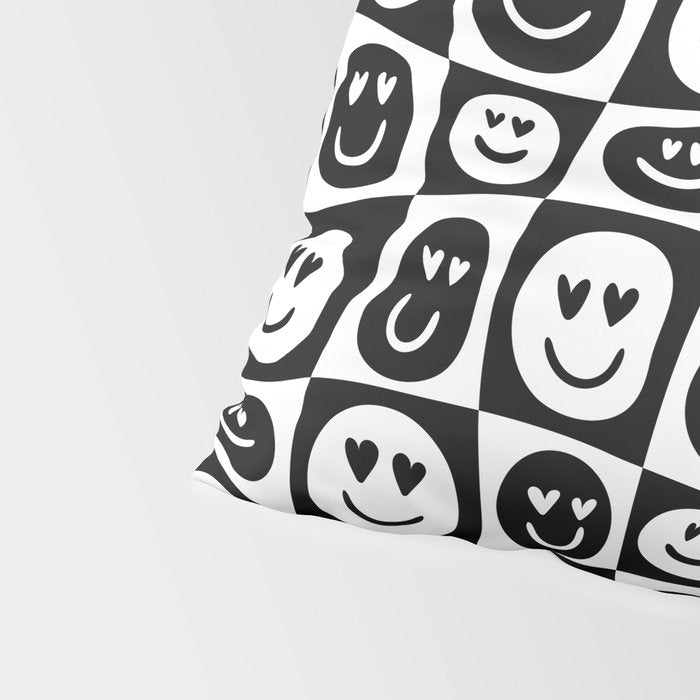 Black and white checkered love face pattern Pillow Sham Gallery Image 4