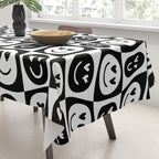 Black and white checkered love face pattern Tablecloth Gallery Image 3