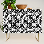 Black and white checkered love face pattern Credenza Gallery Image 1