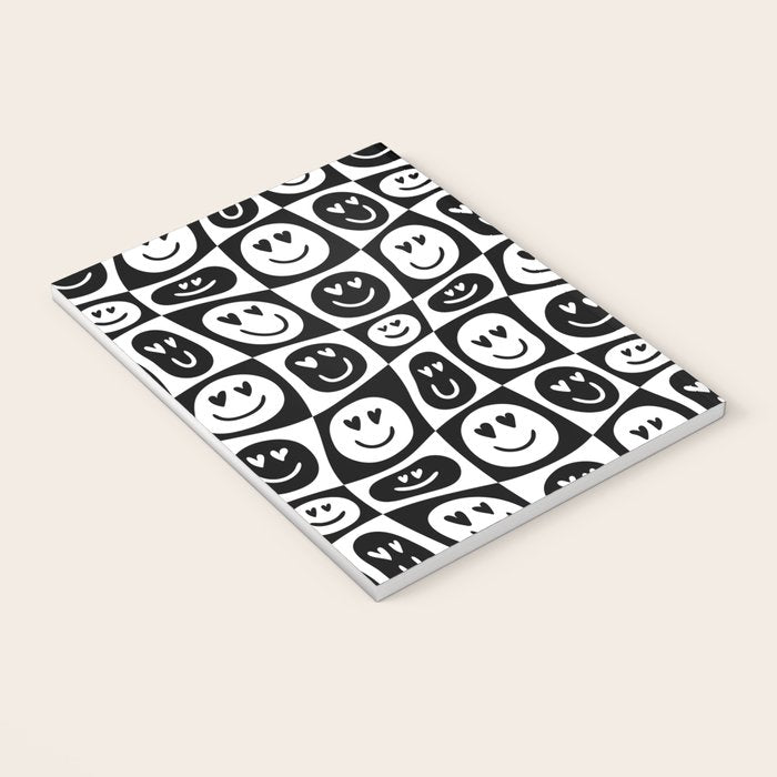 Black and white checkered love face pattern Notebook Gallery Image 3