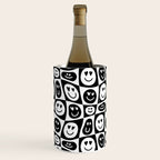 Black and white checkered love face pattern Wine Chiller Gallery Image 2