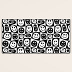 Black and white checkered love face pattern Desk Mat Gallery Image 3