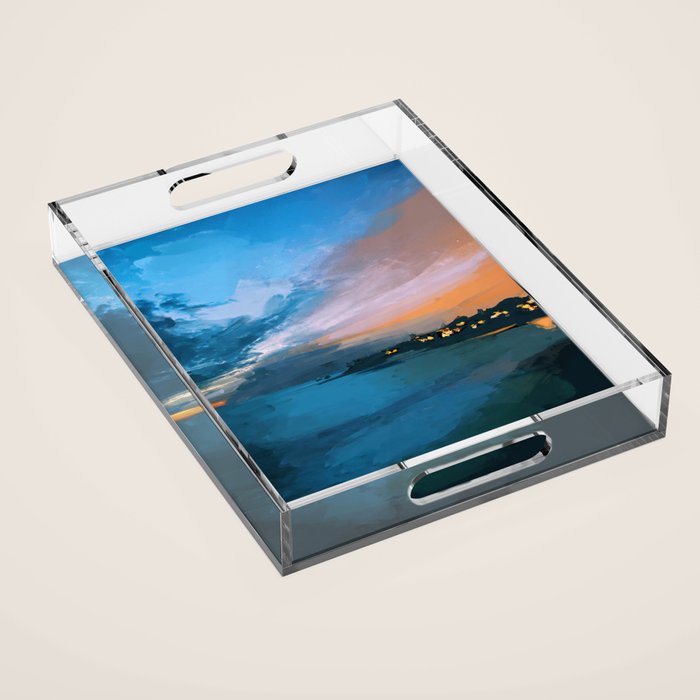 Laguna Beach At Night Acrylic Tray Gallery Image 1