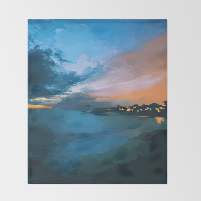 Laguna Beach At Night Throw Blanket Gallery Image 2
