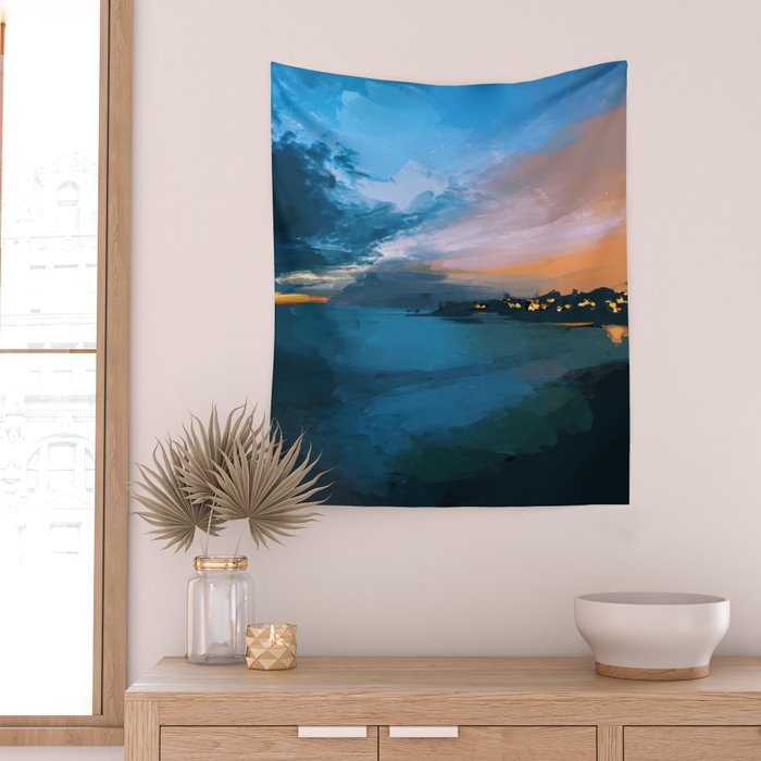 Laguna Beach At Night Wall Tapestry Gallery Image 2