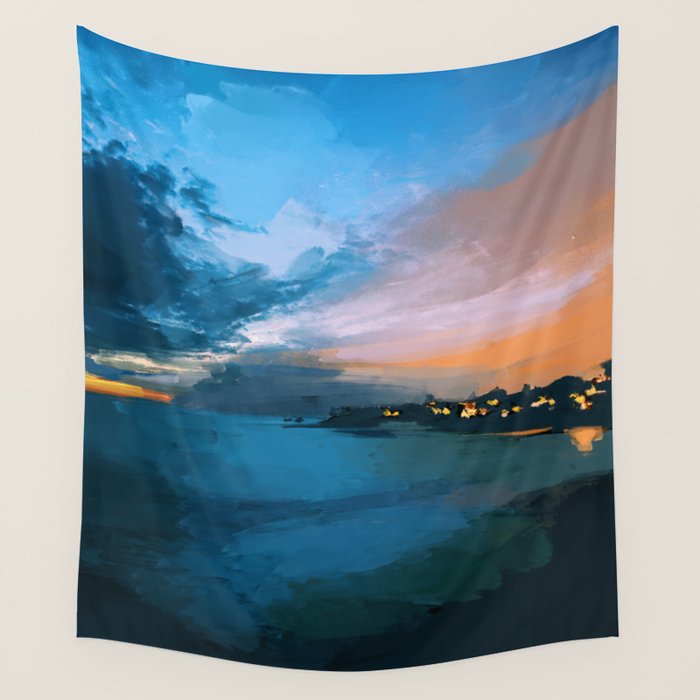 Laguna Beach At Night Wall Tapestry Gallery Image 4