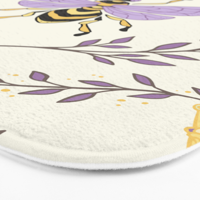 Queen Bee - Lavander Purple and Yellow Bath Mat Gallery Image 3