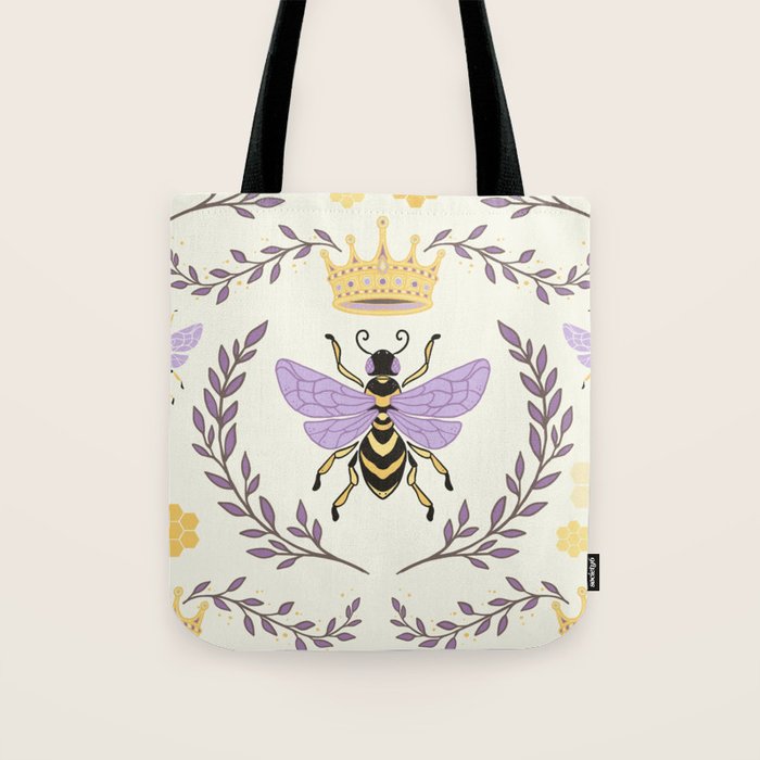 Queen Bee - Lavander Purple and Yellow Tote Bag