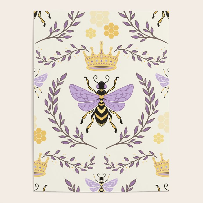 Queen Bee - Lavander Purple and Yellow Poster Gallery Image 1