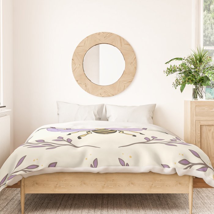 Queen Bee - Lavander Purple and Yellow Duvet Cover Gallery Image 3