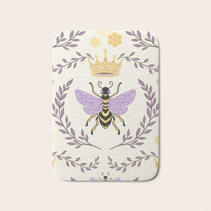 Queen Bee - Lavander Purple and Yellow Bath Mat Gallery Image 1