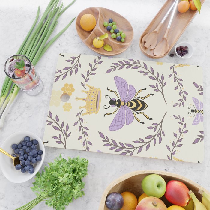 Queen Bee - Lavander Purple and Yellow Cutting Board Gallery Image 2