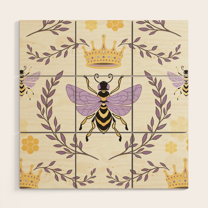 Queen Bee - Lavander Purple and Yellow Wood Wall Art Gallery Image 1