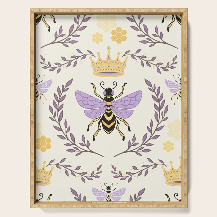 Queen Bee - Lavander Purple and Yellow Serving Tray Gallery Image 1