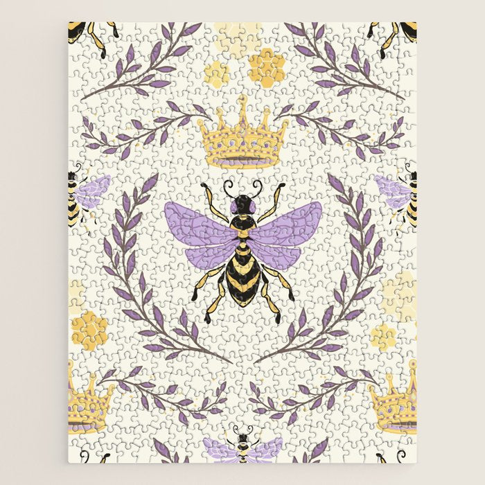 Queen Bee - Lavander Purple and Yellow Jigsaw Puzzle Gallery Image 1