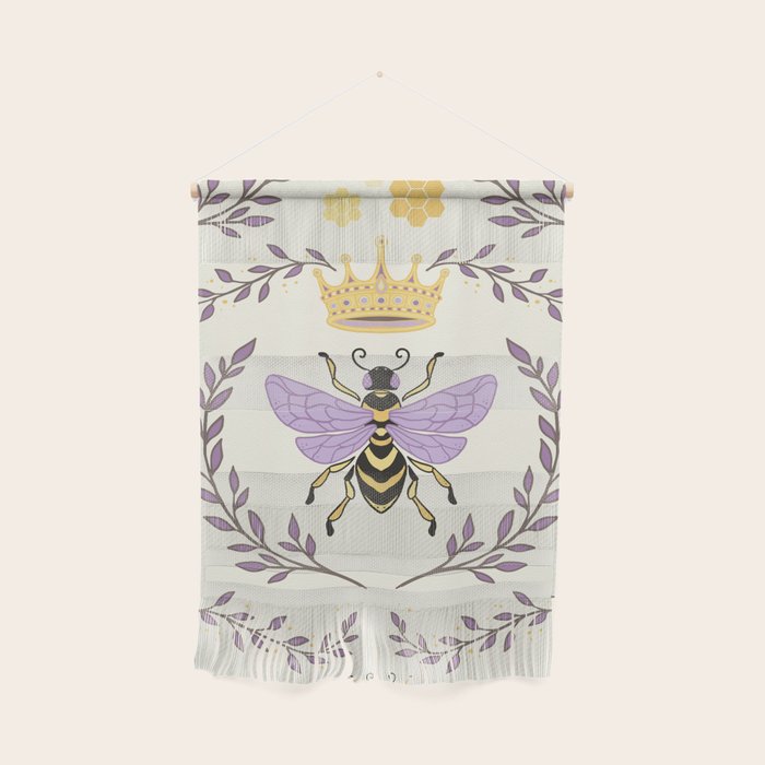 Queen Bee - Lavander Purple and Yellow Wall Hanging Gallery Image 1