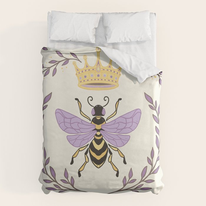 Queen Bee - Lavander Purple and Yellow Duvet Cover Gallery Image 1