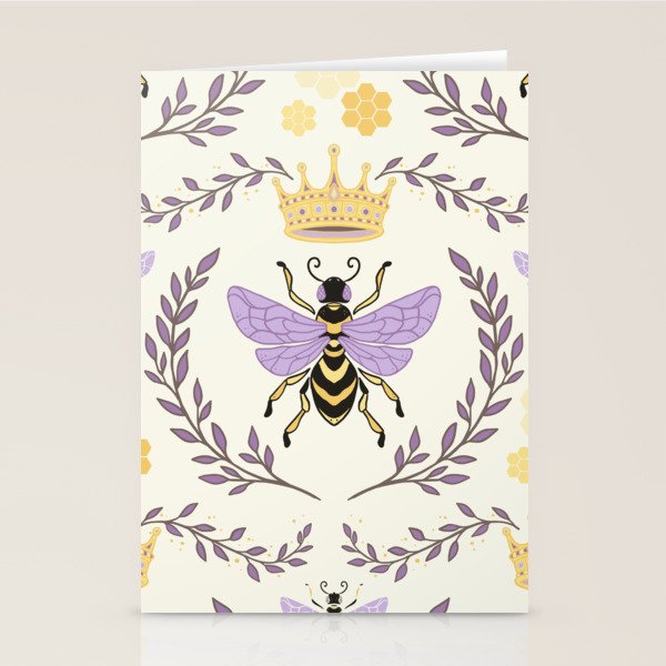 Queen Bee - Lavander Purple and Yellow Stationery Card Gallery Image 2