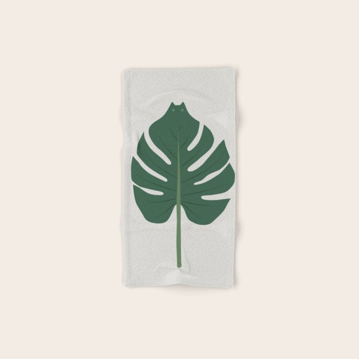 Cat and Plant 24: Meowstera Leaf Bath Towel Gallery Image 1