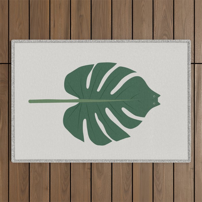 Cat and Plant 24: Meowstera Leaf Outdoor Rug Gallery Image 1