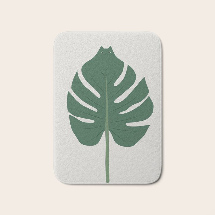 Cat and Plant 24: Meowstera Leaf Bath Mat Gallery Image 1
