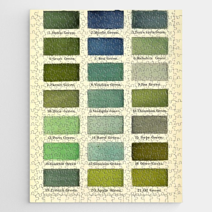 Vintage Color Chart- Green Hues Jigsaw Puzzle Gallery Image 1