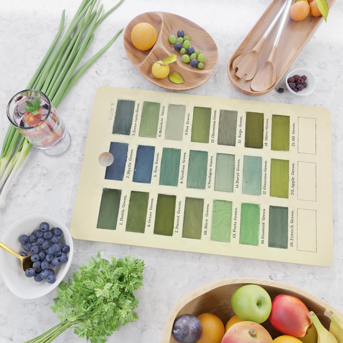 Vintage Color Chart- Green Hues Cutting Board Gallery Image 2