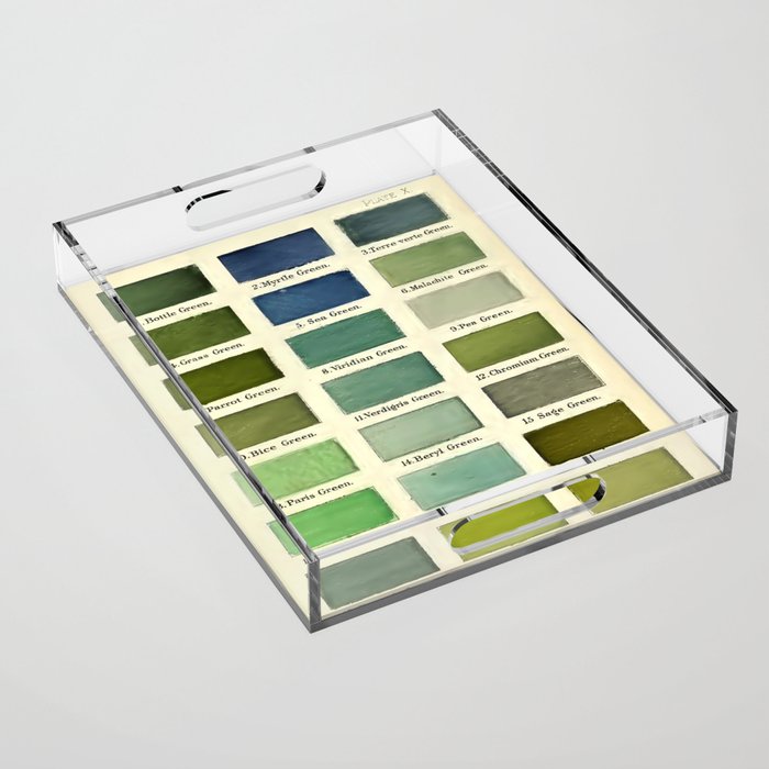 Vintage Color Chart- Green Hues Acrylic Tray Gallery Image 1