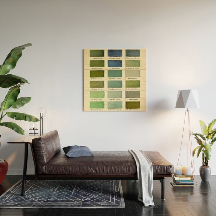 Vintage Color Chart- Green Hues Wood Wall Art Gallery Image 2
