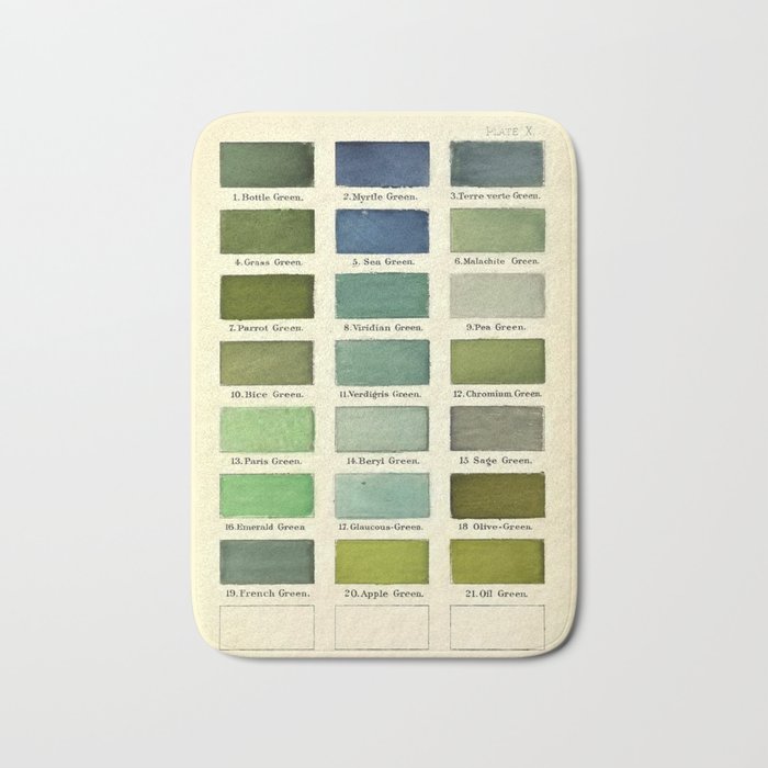 Vintage Color Chart- Green Hues Bath Mat Gallery Image 1