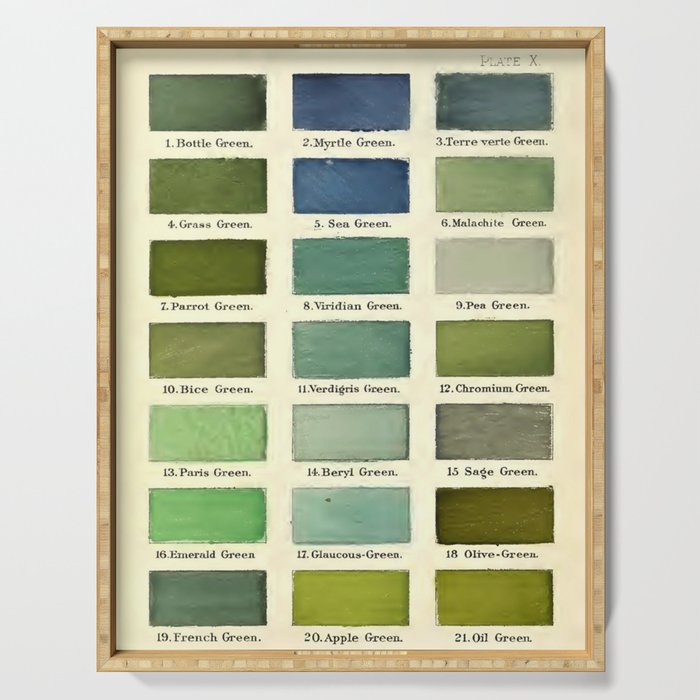Vintage Color Chart- Green Hues Serving Tray Gallery Image 1