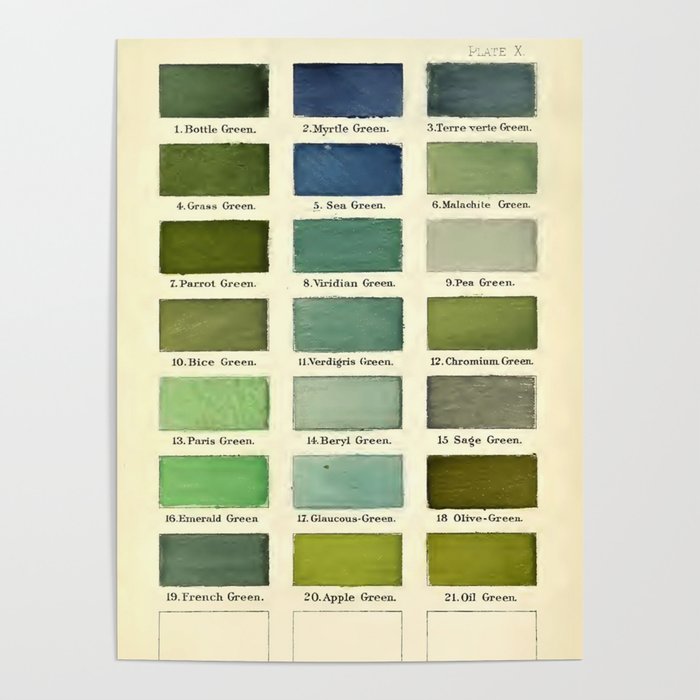 Vintage Color Chart- Green Hues Poster Gallery Image 4