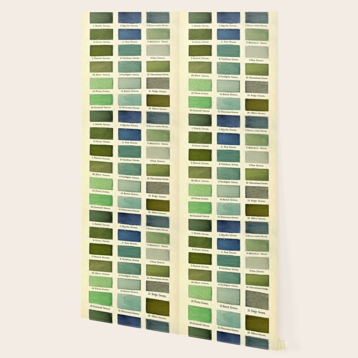 Vintage Color Chart- Green Hues Wallpaper Gallery Image 2