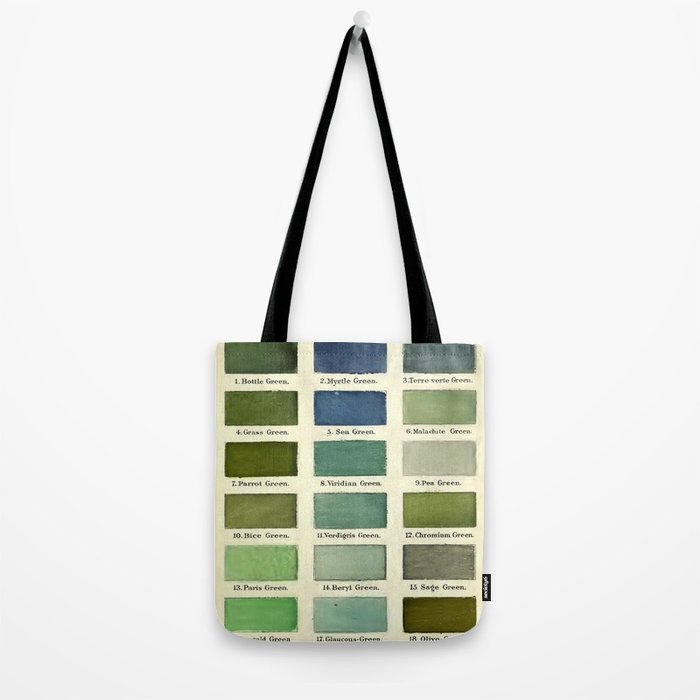 Vintage Color Chart- Green Hues Tote Bag Gallery Image 2
